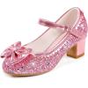 imagePrincess Shoes High Heel Toddler Girls Dress Shoes Cute Bowknot Sparkle Mary Jane Flower Girls Wedding Birthday Party Prom for Little Big KidsPink Sequins