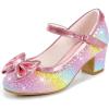 imagePrincess Shoes High Heel Toddler Girls Dress Shoes Cute Bowknot Sparkle Mary Jane Flower Girls Wedding Birthday Party Prom for Little Big KidsRainbow Sequins